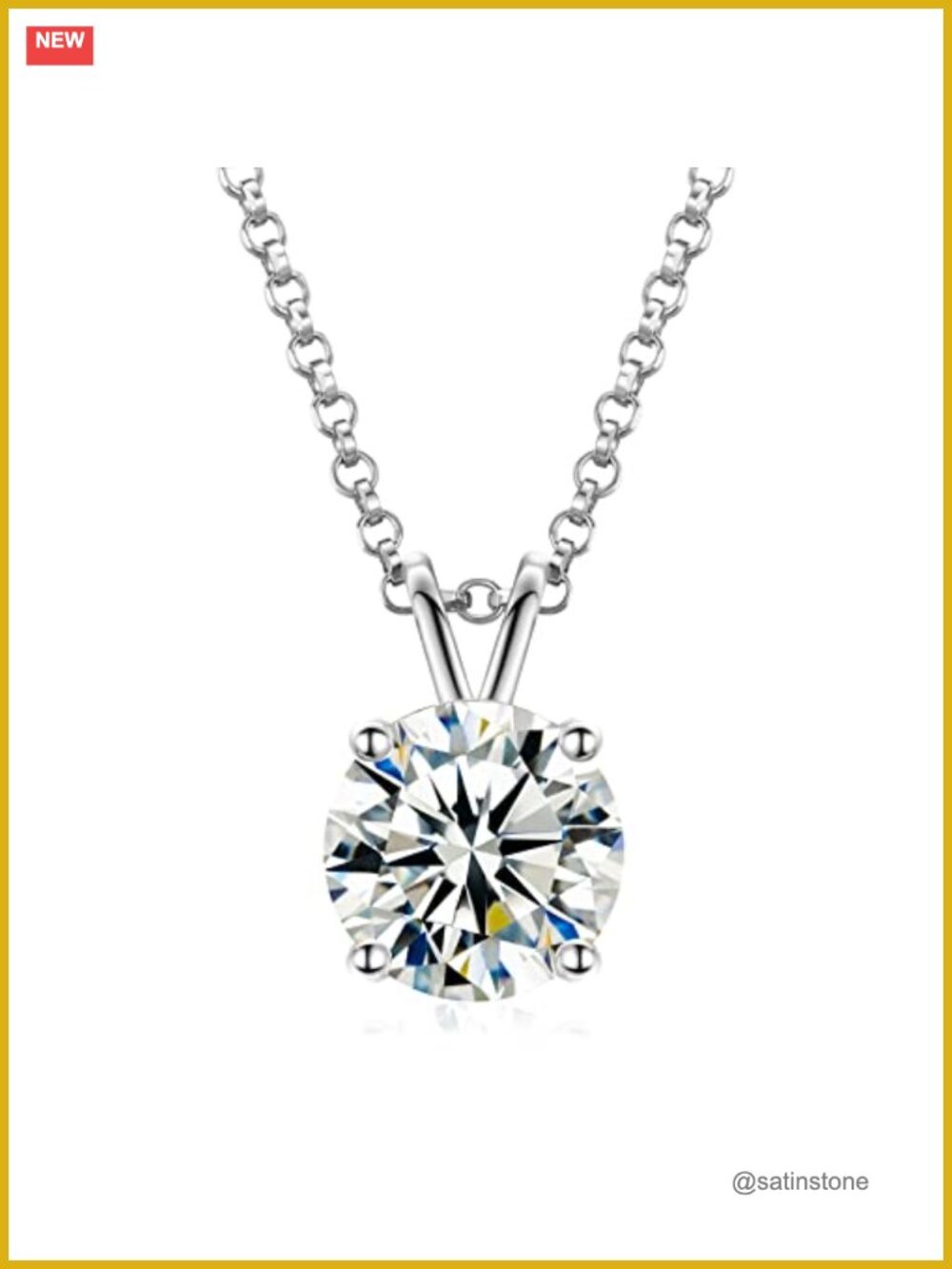Moissanite Solitaire Necklace 18K Gold Vermeil 925 Sterling Silver D Color VVS1
